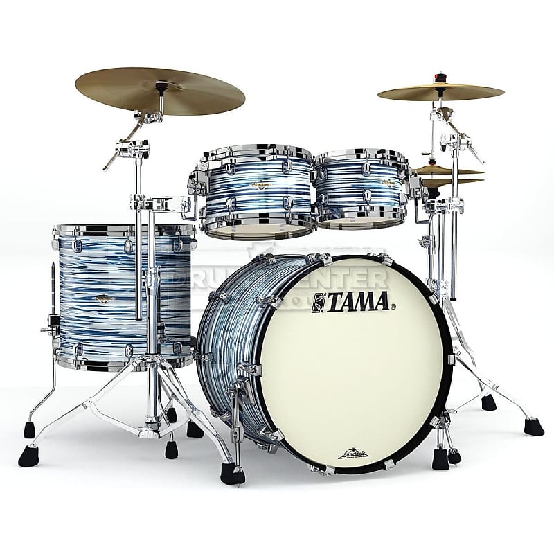 Tama Starclassic Maple 4pc Drum Set Blue & White Oyster w/Black Nickel Hw image 1
