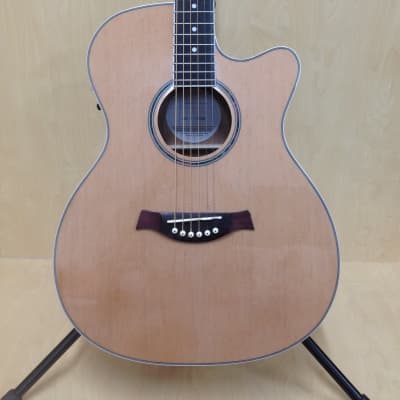 Haze F560CEQN 40" OM Shape Acoustic Guitar, Gloss Natural, EQ, Cutaway + Free Gig Bag image 3