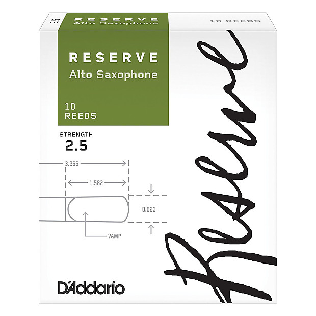 D'Addario DJR1020 Reserve Alto Sax Reeds - Strength 2.5 (10-Pack) imagen 1