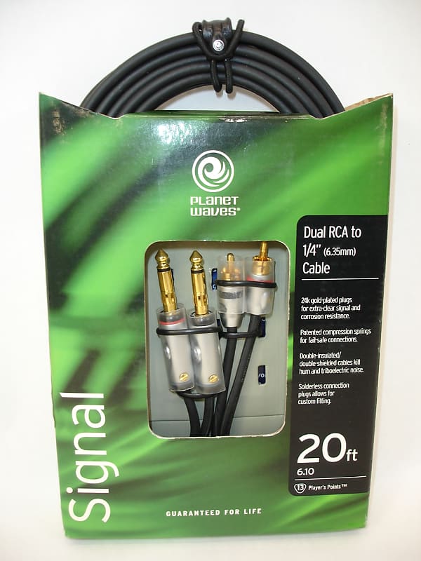 Planet Waves PW-RCA-DG-20 Dual RCA to 1/4" Cable - 20ft image 1