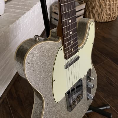 Fender Fender Custom Shop Limited-Edition Platinum Anniversary '63 Telecaster Journeyman Relic Electric Guitar '21 - Aged Silver Sparkle w/matching headstock image 2