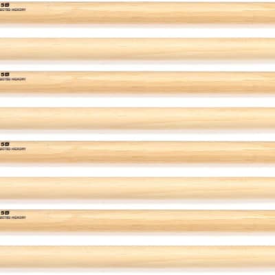 Vater Hickory Drumsticks 4-pack - 5B - Wood Tip  Bundle with Evans Heavyweight Coated Snare Batter - 13 inch image 3