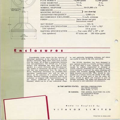 Vitavox DU120 Early 60s image 8