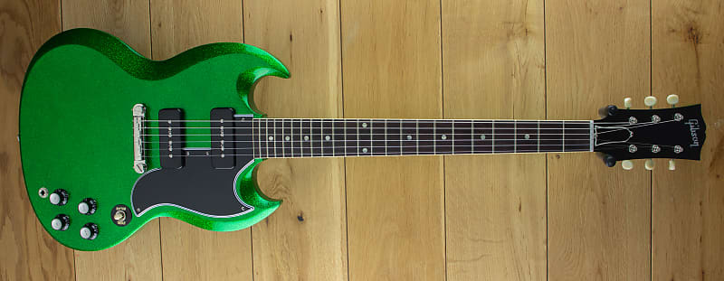 Gibson Custom 1963 SG Special Reissue Lightning Bar Gloss Green Sparkle 500683 image 1