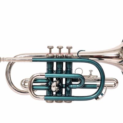 Sai musicals co-55 BRAND New Green Nickel Finish Bb Flat Cornet Trumpet +Free Case+ MP 2022 image 4