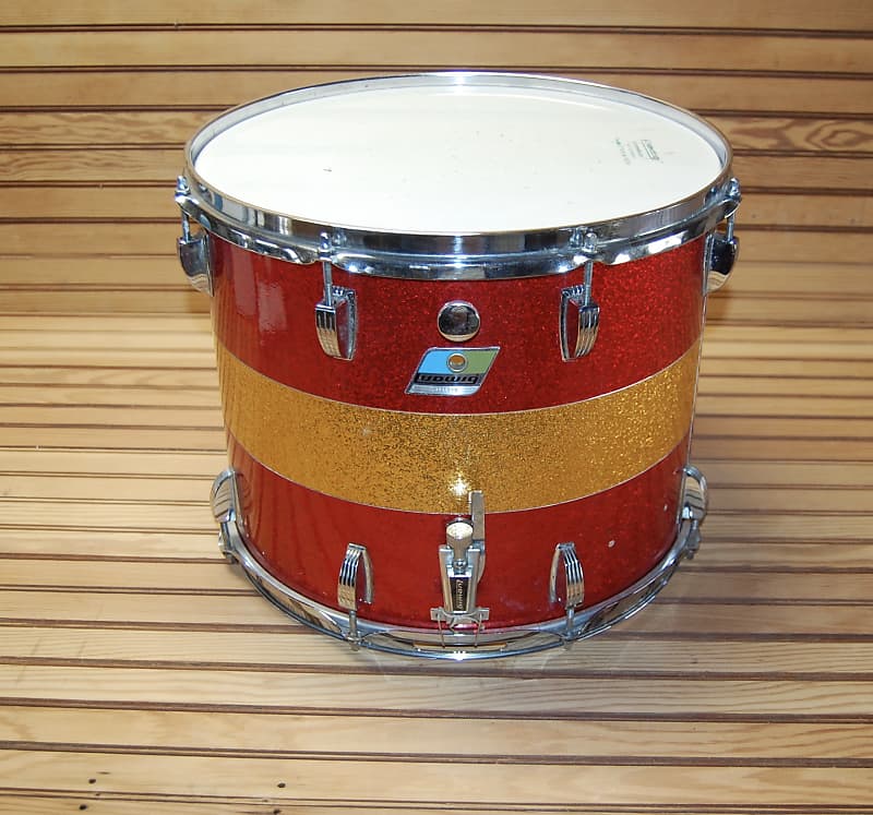Vintage Ludwig 1970s Maple 15 x 12 Marching Snare Drum - Red/Gold Sparkle image 1