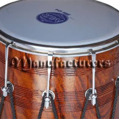 Sai musicals bd-15 Punjabi Bhangra Dhol Drums Dark Sheesham Wood Playing Stick Dholak 2022 image 3