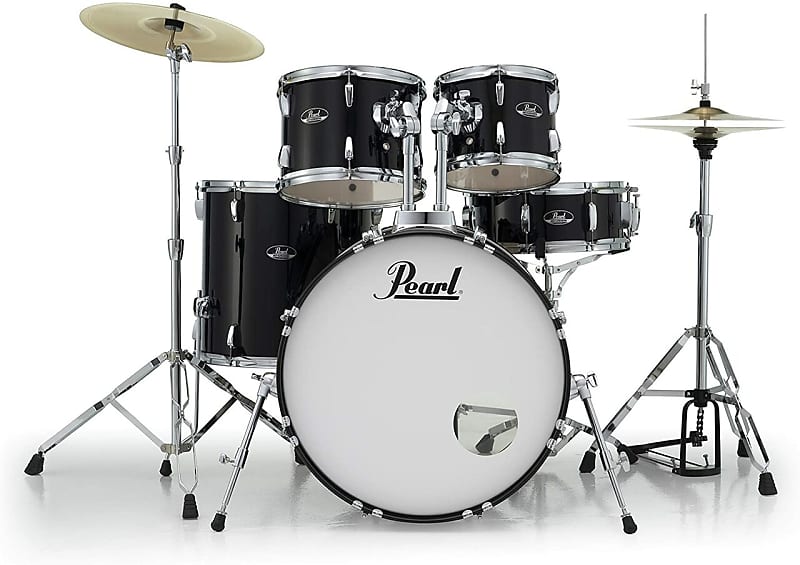 Pearl Roadshow 5-Piece New Fusion Drum Set Jet Black image 1