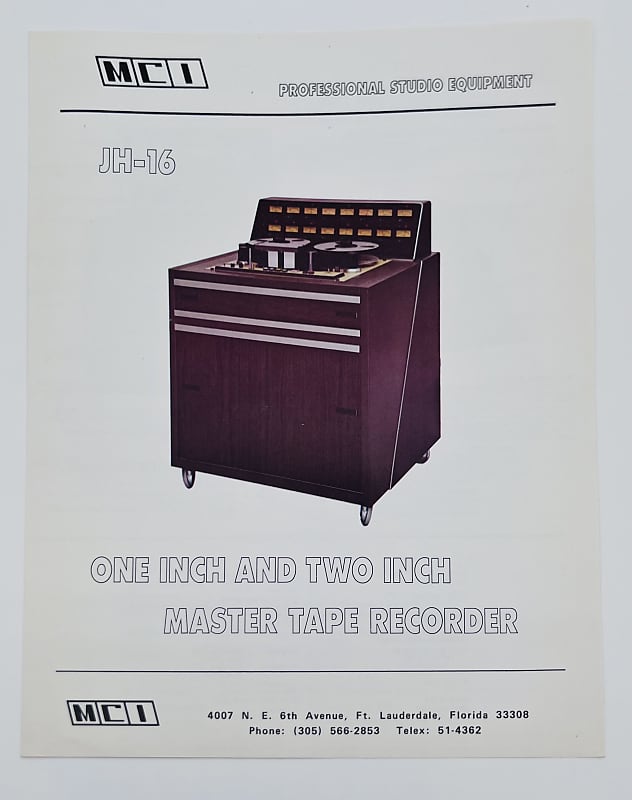 MCI JH16 16 Track Multitrack Recorder 1972 Color Brochure Reverb