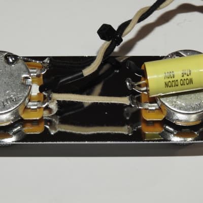Telecaster Loaded Pre Wired 4 Way Chrome Control Plate With Kluson Chrome Control Plate, Gotoh Chrome Barrel Knobs, Oak Grigsby 4 Way Switch, Mojotone Dijon .047uF Tone Cap, CTS Pot, Switchcraft Jack, and Gavitt Cloth Wire! image 9