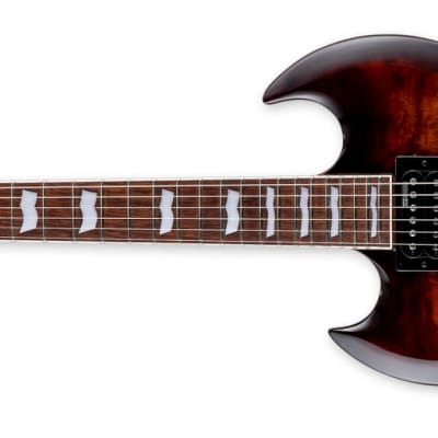 ESP LTD Viper-256 QM Left-Handed Electric Guitar, Dark Brown Sunburst image 2