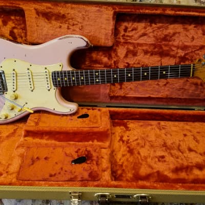 American Fender Stratocaster Standard  Shell Pink Over Candy Apple CS Fat 50's image 21