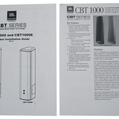 (2) JBL CBT 1000 1500 Watt Black Wall Mount Line Array Column Speakers+Extension image 15