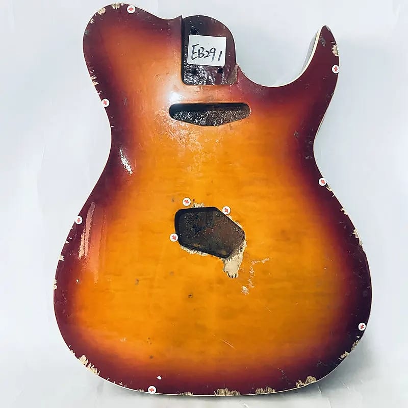 Solid Mahogany Cherry Burst Telecaster Tele Style Guitar Body | Reverb