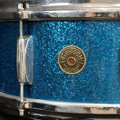 Gretsch Round Badge Blue Sparkle snare drum trio 4x14, 5.5x14, 6.5x14 image 15