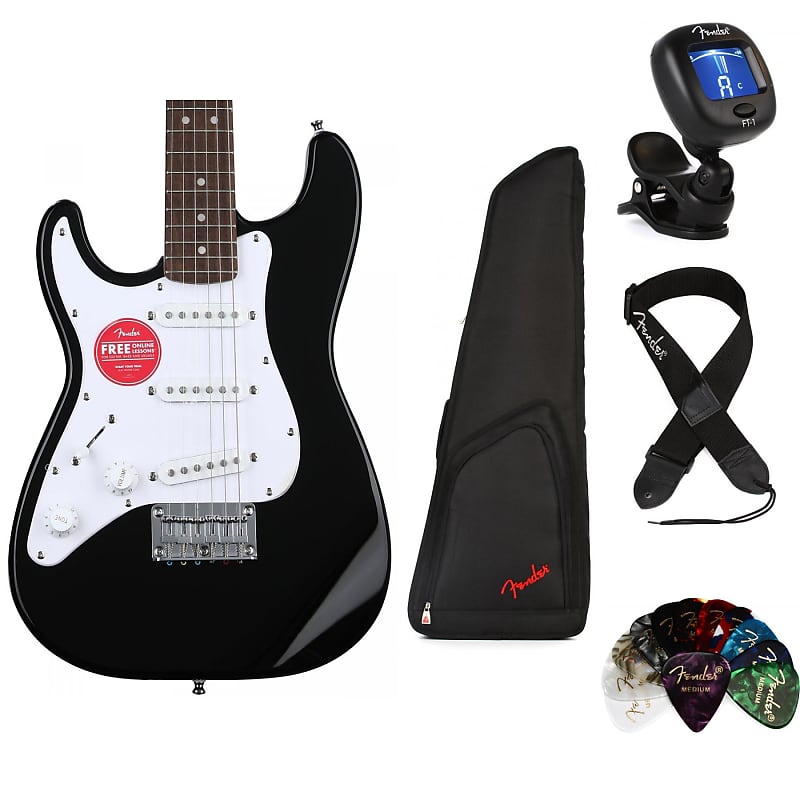 Squier Mini Stratocaster Left-handed Electric Guitar Essentials Bundle - Black image 1