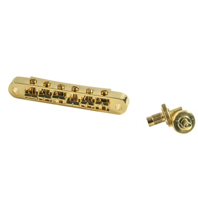 Kluson USA® Replacement Zinc Gold Nashville Tune-O-Matic Bridge With Brass Saddles for sale