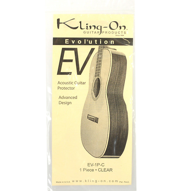 Kling-On SS-1P-C Static Cling 1-Piece "Tear-Drop" Pickguard for Steel Acoustic Clear image 1