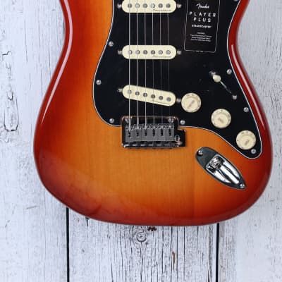 Fender Player Plus Stratocaster Electric Guitar Sienna Sunburst with Gig Bag for sale