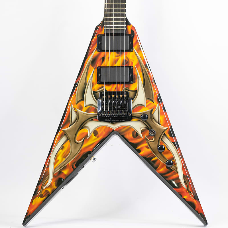 Early 2000’s B.C. Rich KKV Kerry King Signature Flying V w/ Tribal over Fire Graphic image 1