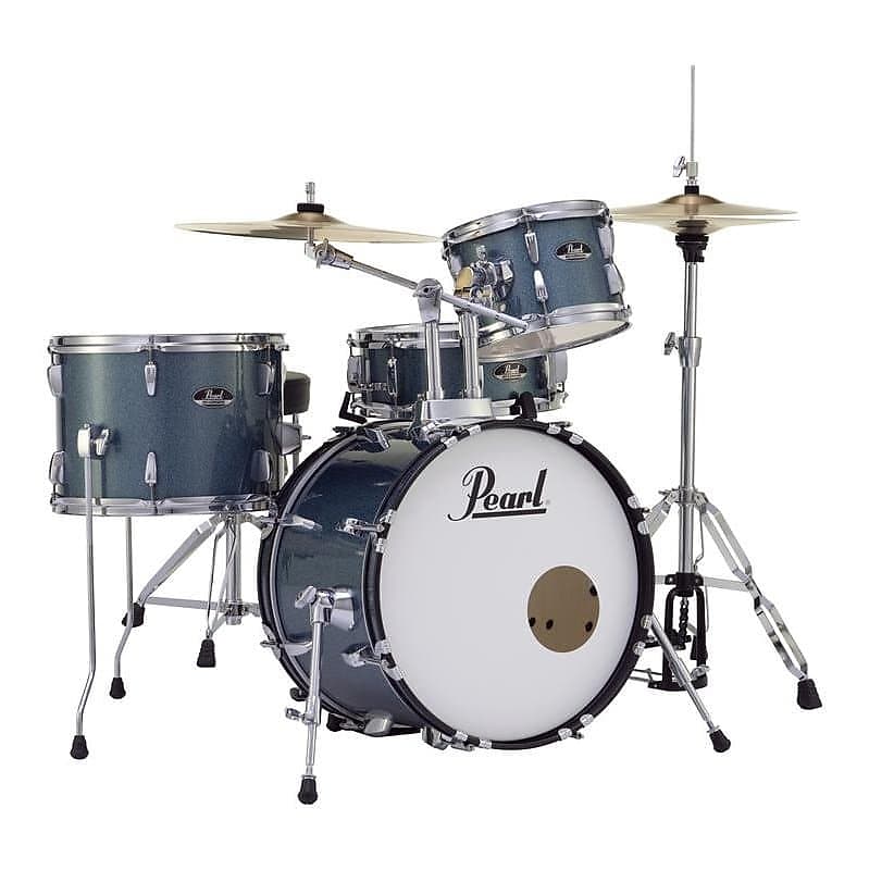 Pearl Roadshow Complete 4-pc Drum Set w/Hardware & Cymbals Aqua Blue Glitter image 1