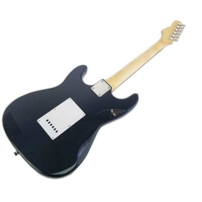 Zenison 6 String Strat Black Mustang Electric Guitar Solid Body & Plush Ultra Padded Gig Bag image 4