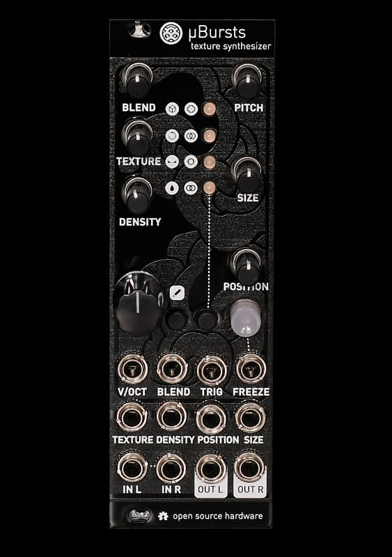 After Later Audio uBurst - Mutable Instruments Micro Clouds Clone - Textured Black Magpie Panel. image 1