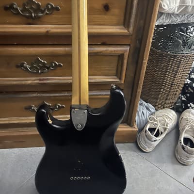 1979 Fender Statocaster s912614 Black with rosewood neck and pearl pick guard and  inlay image 6