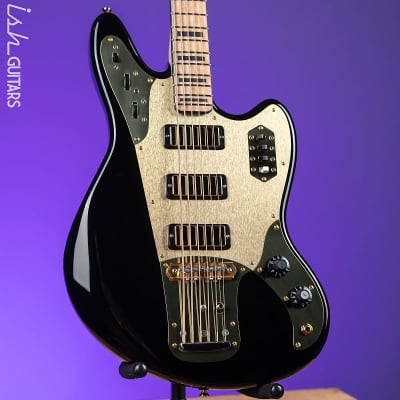 Bilt Relevator Bass VI 6-String Bass Guitar Black w/ Gold Plates for sale