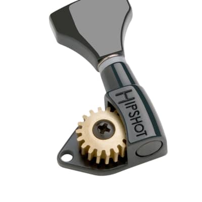 Hipshot Classic Black Open 6 inline staggered Left Hand tuners with UMP 6K1GN0BT-Stag
