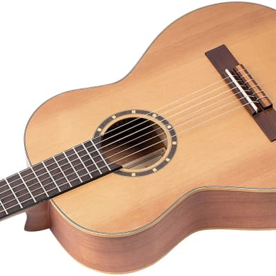 Ortega Guitars 6 String Family Series 1/4 Size Left-Handed Nylon Classical Guitar w/Bag, Cedar Top-Natural-Satin, (R122-1/4-L) image 4