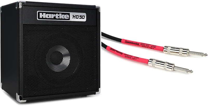 Hartke HD50 1x10" 50-watt Bass Combo Amp  Bundle with Pro Co EG-10 Excellines Straight to Straight Instrument Cable - 10-foot image 1