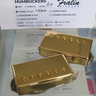 Lindy Fralin Pure PAF Humbucker set Gold Covers 7.8k/8.4k image 1