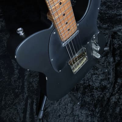 LsL T Bone One Matte Black Tele, Telecaster 5A Highly Figured Roasted Flame Maple Neck & Fretboard, Aged, Relic image 6