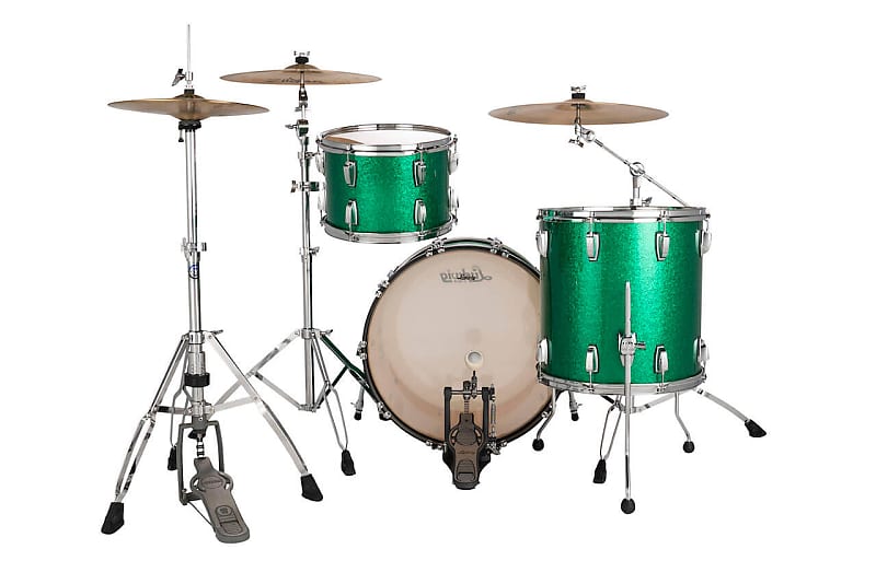 Ludwig Classic Maple 3pc Fab Drum Set Green Sparkle image 1