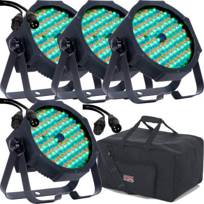 ADJ American DJ MEG373 Mega Go PAR64 Plus RGB+UV LED Par Lights (4), Bag, Cables image 1