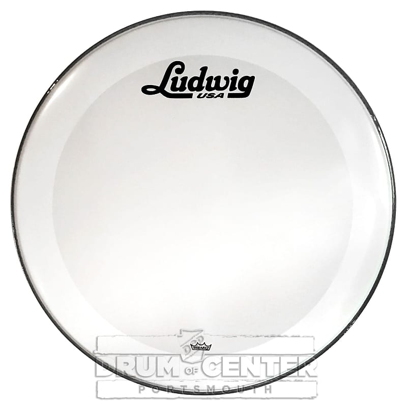 Ludwig Bass Drum Logo Head : 20" Powerstroke 3 Smooth White w/Script Logo image 1