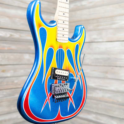 Kramer Baretta "Hot Rod" Electric Guitar  - Blue Sparkle Flames (9014-BO) image 3