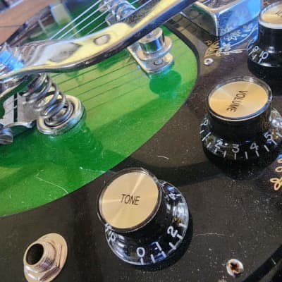 Teisco Kimberly vintage MIJ Bison gold foil Bigsby '60s - green burst image 5