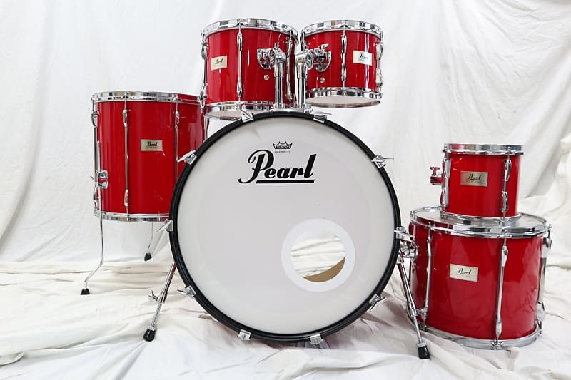 USED PEARL BEAT INN Drum Set 22x16BD, 16x16FT, 14x12TT, 12x10TT, 10x8TT,  8x8TT RED