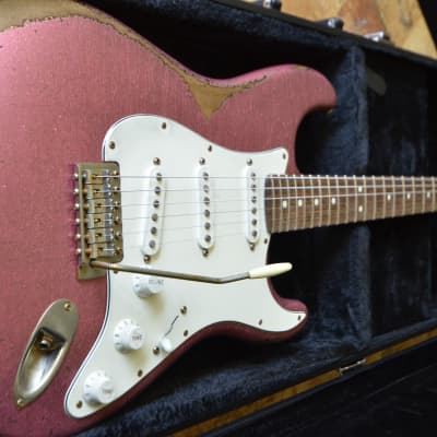 American Fender Custom Stratocaster Relic Nitro Faded Pink Sparkle image 10