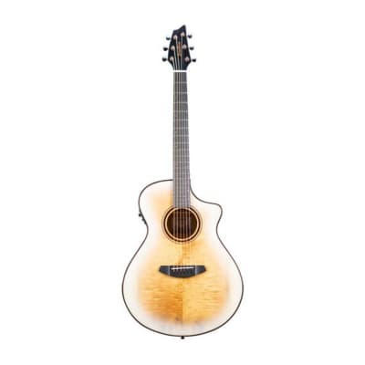 Breedlove Pursuit Exotic S Concert 6-String Myrtlewood Wood Top Acoustic Electric Guitar with Slim Neck and Pinless Bridge (Right-Handed, White Sand) for sale