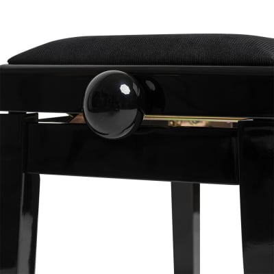 Stagg Highgloss Black Adjustable Piano Bench with Black Velvet Top - PB06 BKP VB image 3