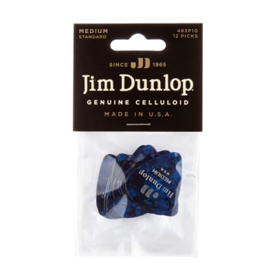 Dunlop - 12 Pack Of Medium Celluloid Guitar Pick Blue Pearloid! 483P10MD *Make An Offer!* image 1