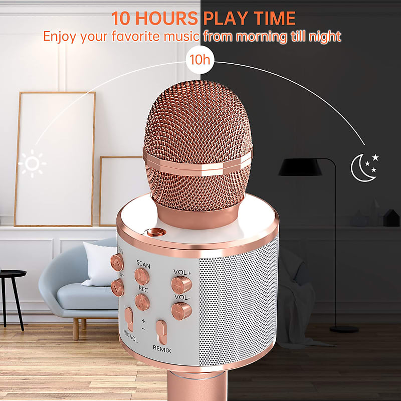  BONAOK Wireless Bluetooth Karaoke Microphone, 3-in-1 Portable  Handheld Mic Speaker for All Smartphones,Gifts for Girls Kids Adults All  Age Q37(Rose Gold) : Musical Instruments