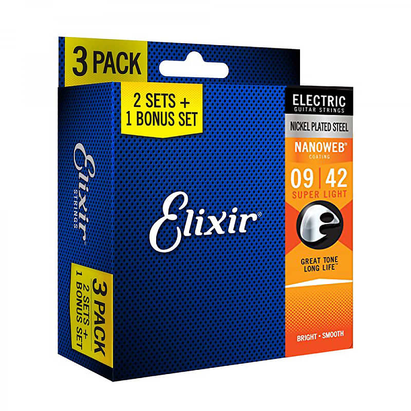 Elixir 16540 Nanoweb 9-42 Electric Guitar Strings 2 Sets | Reverb UK