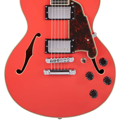 D'Angelico 6 String Semi-Hollow-Body Electric Guitar, Fiesta Red, DAPMINIDCFRCSCB image 1