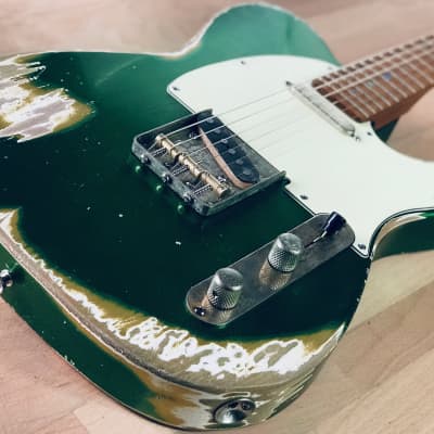 S71 Custom Shop CANDY GREEN OVER GOLD TOP SUPER HEAVY-RELIC « T », Handwound Pickups. image 8