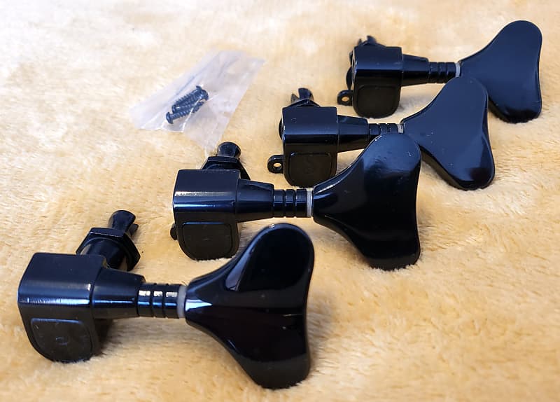 Schaller Vintage M4 Black Chrome Bass Tuners 4 in line image 1