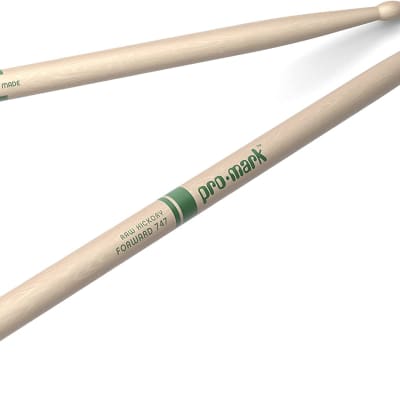 ProMark Classic Forward 747 Raw Hickory Drumsticks, Oval WoodTip, One Pair image 1